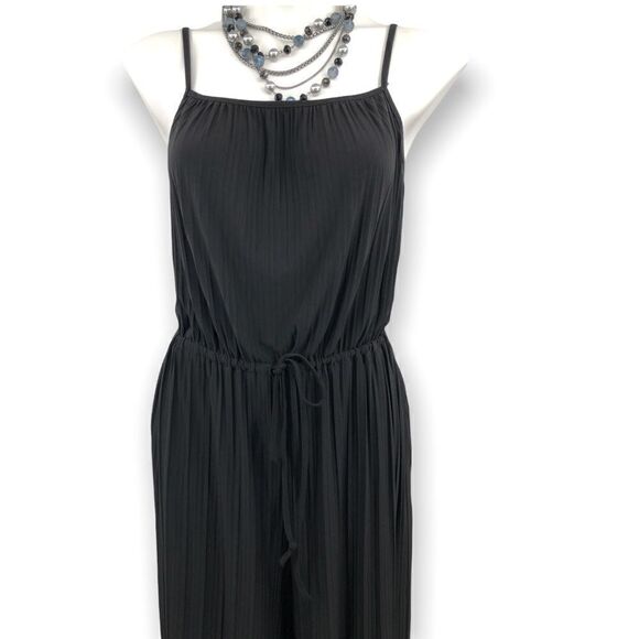 Black spaghetti strap drawstring jumpsuit - Picture 1 of 6